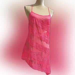 Victoria’s Secret hot pink sheer lace midi dress